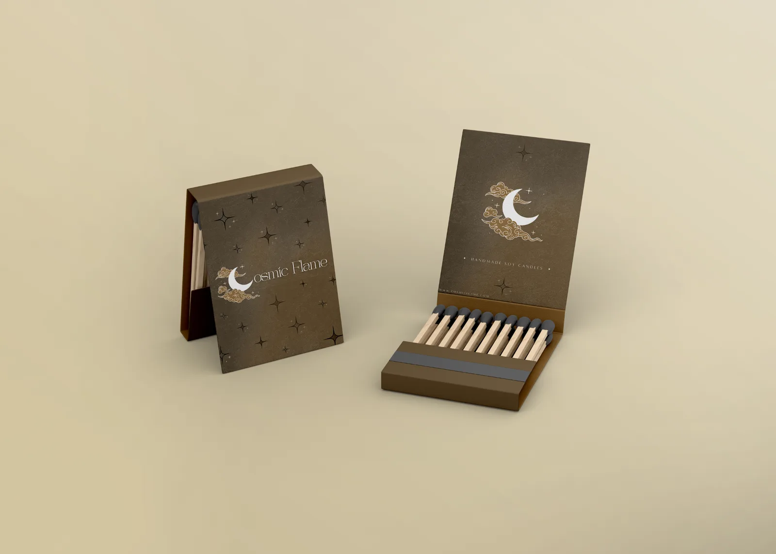 Branded matchbook, closed and open